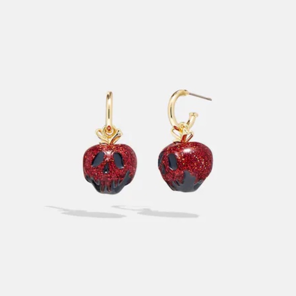 Coach x Disney Villains Evil Queen Poison Apple Huggie Earrings in Gold/Red - Picture 2 of 5